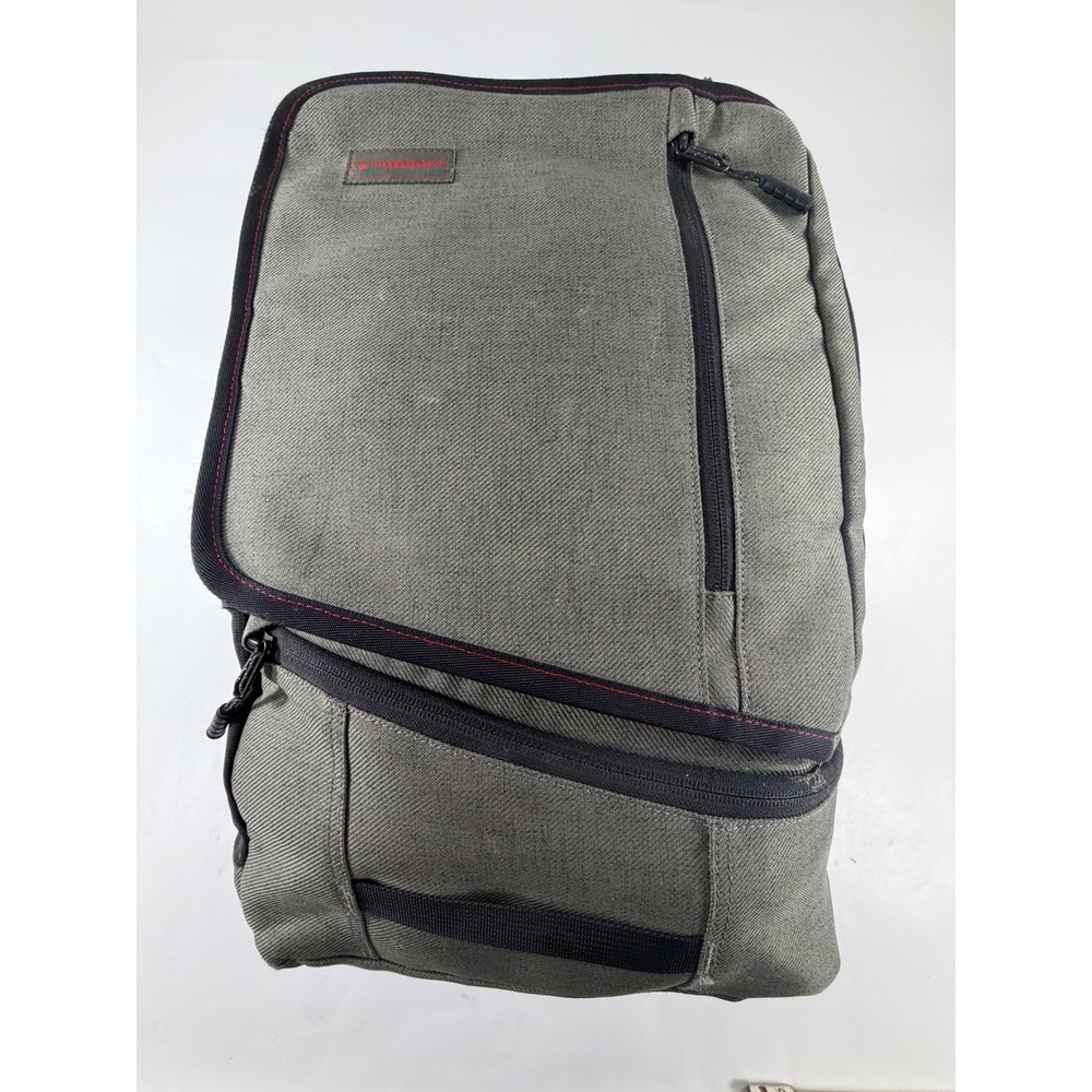 Timbuk2 Gray Canvas Laptop Backpack Red Stitching Commuter Bag OS
